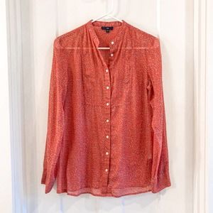 Gap Floral Red Button Down Blouse Size Small